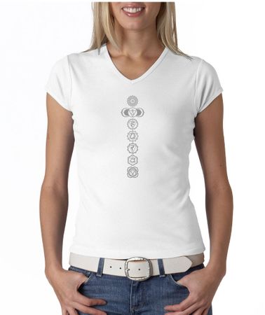 Ladies Yoga Shirt 7 Chakras Meditation V-Neck Shirt