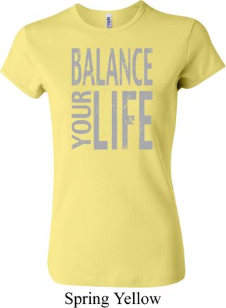 Ladies Yoga Shirt Balance Your Life Crewneck Tee T-Shirt