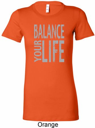 Ladies Yoga Shirt Balance Your Life Longer Length Tee T-Shirt