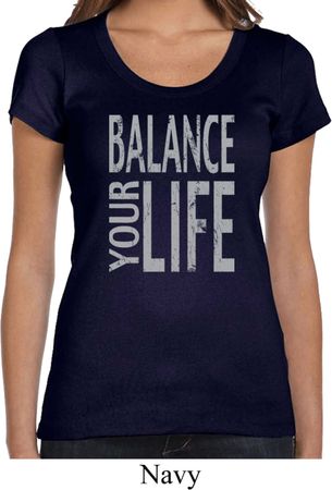 Ladies Yoga Shirt Balance Your Life Scoop Neck Tee T-Shirt