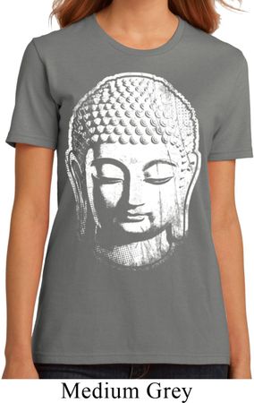 Ladies Yoga Shirt Big Buddha Head Organic Tee T-Shirt