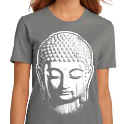 Ladies Yoga Shirt Big Buddha Head Organic Tee T-Shirt