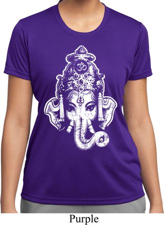 Ladies Yoga Shirt BIG Ganesha Head Moisture Wicking Tee T-Shirt