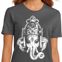 Ladies Yoga Shirt BIG Ganesha Head Organic Tee T-Shirt
