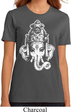Ladies Yoga Shirt BIG Ganesha Head Organic Tee T-Shirt