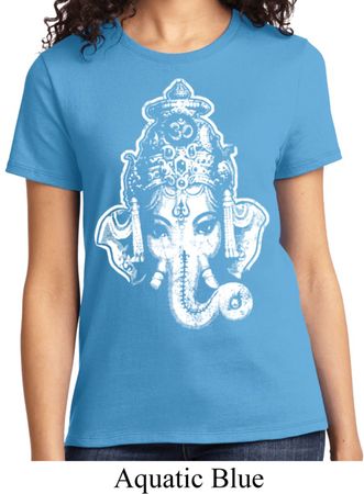 Ladies Yoga Shirt BIG Ganesha Head Tee T-Shirt