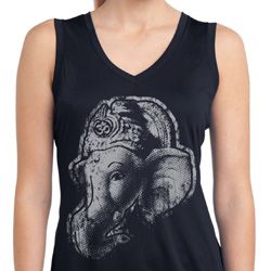 Ladies Yoga Shirt BIG Ganesha Profile Sleeveless Moisture Wicking Tee