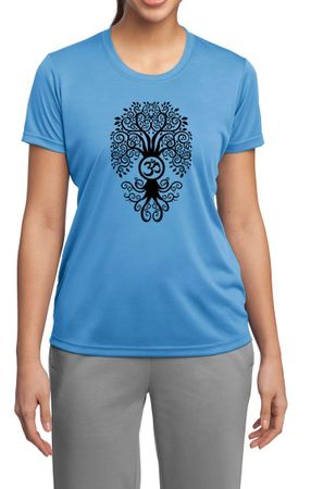 Ladies Yoga Shirt Black Bodhi Tree Moisture Wicking Tee T-Shirt