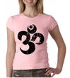 Ladies Yoga Shirt Black Distressed OM Crewneck Tee T-Shirt