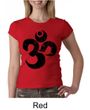 Ladies Yoga Shirt Black Distressed OM Crewneck Tee T-Shirt