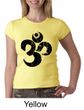 Ladies Yoga Shirt Black Distressed OM Crewneck Tee T-Shirt