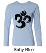 Ladies Yoga Shirt Black Distressed OM Long Sleeve Tee T-Shirt