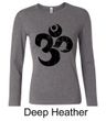Ladies Yoga Shirt Black Distressed OM Long Sleeve Tee T-Shirt