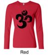 Ladies Yoga Shirt Black Distressed OM Long Sleeve Tee T-Shirt