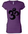 Ladies Yoga Shirt Black Distressed OM Longer Length Tee T-Shirt