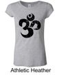 Ladies Yoga Shirt Black Distressed OM Longer Length Tee T-Shirt