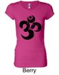 Ladies Yoga Shirt Black Distressed OM Longer Length Tee T-Shirt