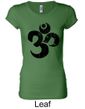Ladies Yoga Shirt Black Distressed OM Longer Length Tee T-Shirt