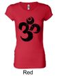 Ladies Yoga Shirt Black Distressed OM Longer Length Tee T-Shirt