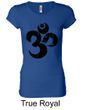 Ladies Yoga Shirt Black Distressed OM Longer Length Tee T-Shirt
