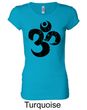 Ladies Yoga Shirt Black Distressed OM Longer Length Tee T-Shirt
