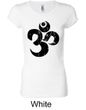 Ladies Yoga Shirt Black Distressed OM Longer Length Tee T-Shirt