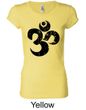 Ladies Yoga Shirt Black Distressed OM Longer Length Tee T-Shirt