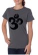 Ladies Yoga Shirt Black Distressed OM Organic Tee T-Shirt