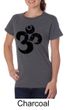 Ladies Yoga Shirt Black Distressed OM Organic Tee T-Shirt