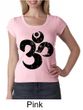 Ladies Yoga Shirt Black Distressed OM Scoop Neck Tee T-Shirt