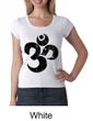 Ladies Yoga Shirt Black Distressed OM Scoop Neck Tee T-Shirt