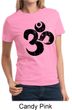 Ladies Yoga Shirt Black Distressed OM Tee T-Shirt