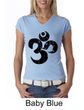 Ladies Yoga Shirt Black Distressed OM V-neck Tee T-Shirt
