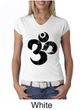 Ladies Yoga Shirt Black Distressed OM V-neck Tee T-Shirt