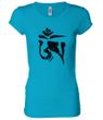 Ladies Yoga Shirt Black Tibetan Om Longer Length Tee T-shirt