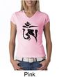 Ladies Yoga Shirt Black Tibetan Om V-neck Tee T-shirt