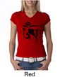Ladies Yoga Shirt Black Tibetan Om V-neck Tee T-shirt