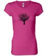 Ladies Yoga Shirt Black Tree of Life Longer Length Tee T-shirt