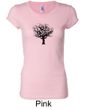 Ladies Yoga Shirt Black Tree of Life Longer Length Tee T-shirt