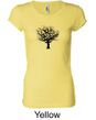 Ladies Yoga Shirt Black Tree of Life Longer Length Tee T-shirt