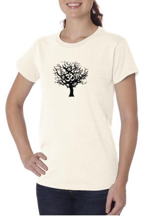 Ladies Yoga Shirt Black Tree of Life Organic Tee T-shirt
