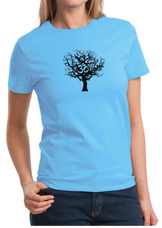Ladies Yoga Shirt Black Tree of Life Tee T-shirt
