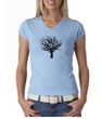 Ladies Yoga Shirt Black Tree of Life V-Neck Tee T-shirt
