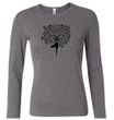 Ladies Yoga Shirt Black Tree Pose Long Sleeve Tee T-Shirt