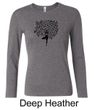 Ladies Yoga Shirt Black Tree Pose Long Sleeve Tee T-Shirt
