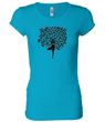 Ladies Yoga Shirt Black Tree Pose Longer Length Tee T-Shirt
