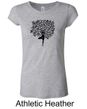 Ladies Yoga Shirt Black Tree Pose Longer Length Tee T-Shirt