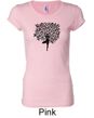 Ladies Yoga Shirt Black Tree Pose Longer Length Tee T-Shirt