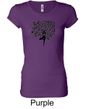 Ladies Yoga Shirt Black Tree Pose Longer Length Tee T-Shirt