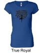 Ladies Yoga Shirt Black Tree Pose Longer Length Tee T-Shirt